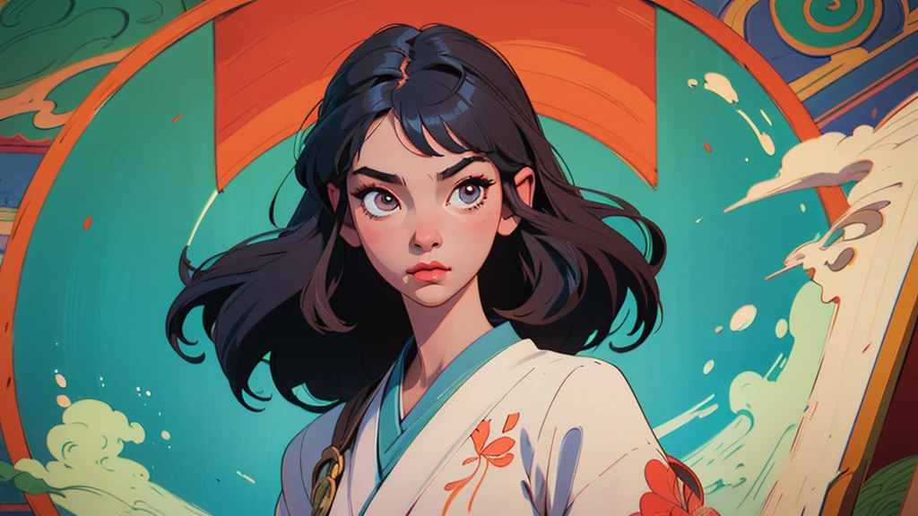 Alpha image of woman in white kimono dress, Japanese art style, Guviz-style artwork, Beautiful character painting, A beautiful artwork illustration, Chinese painting style, Beautiful digital illustration, by Yang J, stunning art style, G Liulian art style, Digital painting style, Beautiful digital artwork, By Li Song