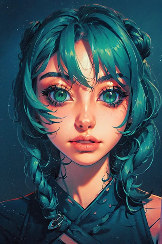 a close up of a woman with green eyes and a black background, loish art style, loish |, neon and dark, jen bartel, inspired by loish, loish and wlop, green glows, green glowing eyes, glowing in the dark, glowing aesthetic, unearthly art style, glowing green, with glowing eyes, cyan and green