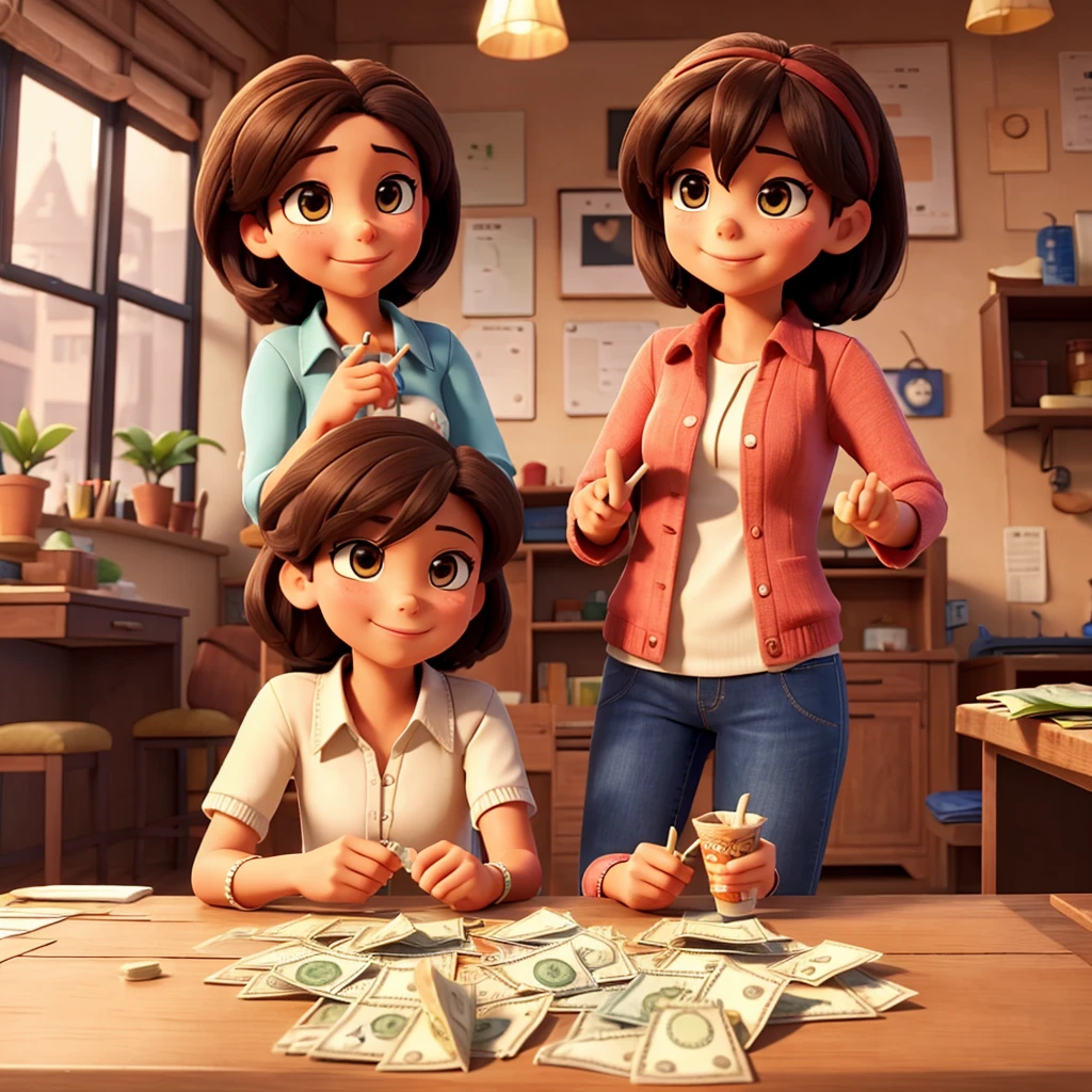 Two friends counting money