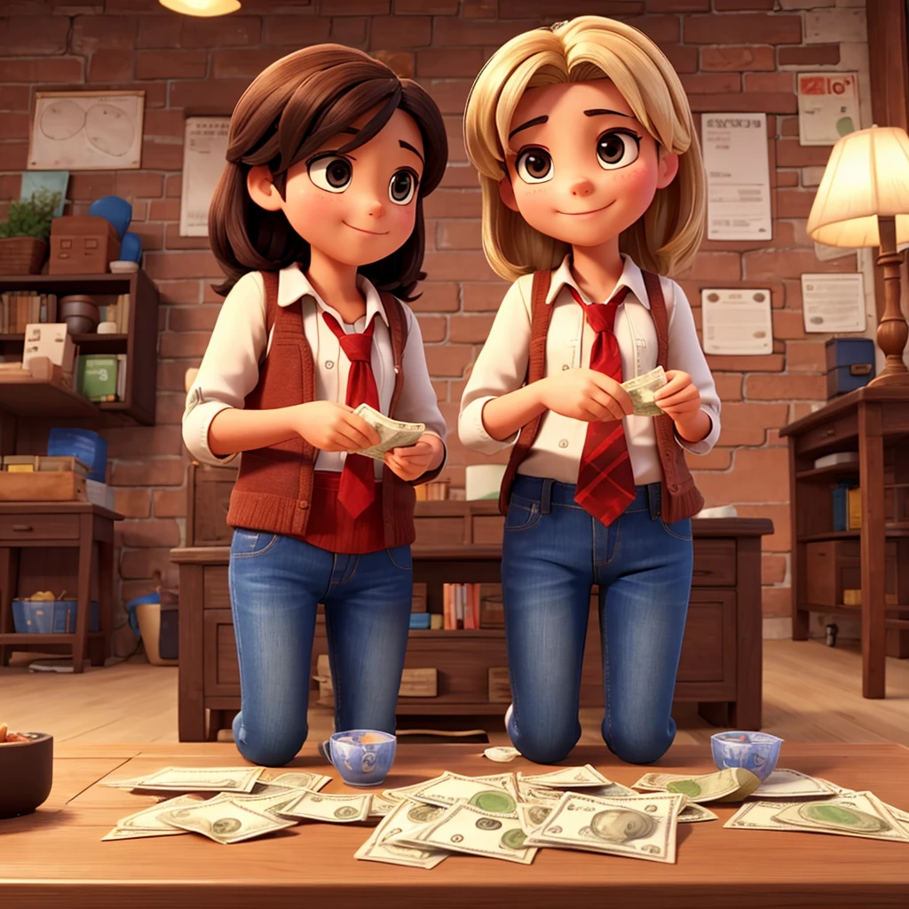 Two friends counting money