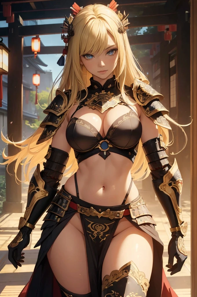 ((1girl, solo)), beautiful body, (perfect anatomy, perfect body, perfect hands, perfect legs), natural proportions, sexy body, large breasts, ((full body, full body front)) BREAK
((extremely detailed face)), (beautiful detailed eyes:1.6), (realistic pupils, realistic iris:1), expressive eyes, looking at viewer, (clear eyes:1.3), (hyperrealistic:1.2), (detailed skin texture:1.2), smooth skin, (blonde hair:1.5), (blue hair), ((little smile)), (detailed lips:1.2), (attractive lips:1.1), (glossy lips:1.1), (parted lips), perfect face, perfect eyes BREAK
(revealing clothes:1.5), (japanese armor:1.5), (samurai armor), (groin:1.5), (((highleg))), bikini armor, pelvic curtain, partially visible vulva BREAK
(masterpiece:1.5), anime-style, top quality, best quality, (beautiful and aesthetic:1.2), (ultra detail:1.5), Ultra-detailed depiction, Ultra-precise depiction, extremely detailed 8k illustration, high resolution, (highly detailed shading:1.2), (realistic lighting:1.4), perfect lighting, vibrant colors, dynamic tones, striking hues, 8k, absurd resolution, perfect shadows, hdr, UHD, ambient lighting, realistic, ultra-realistic, photo realistic, highly detailed, rich detail, luminous colors, fine texture, intricate design, professional illustration, (soft light:1.2), (illustration:0.7)