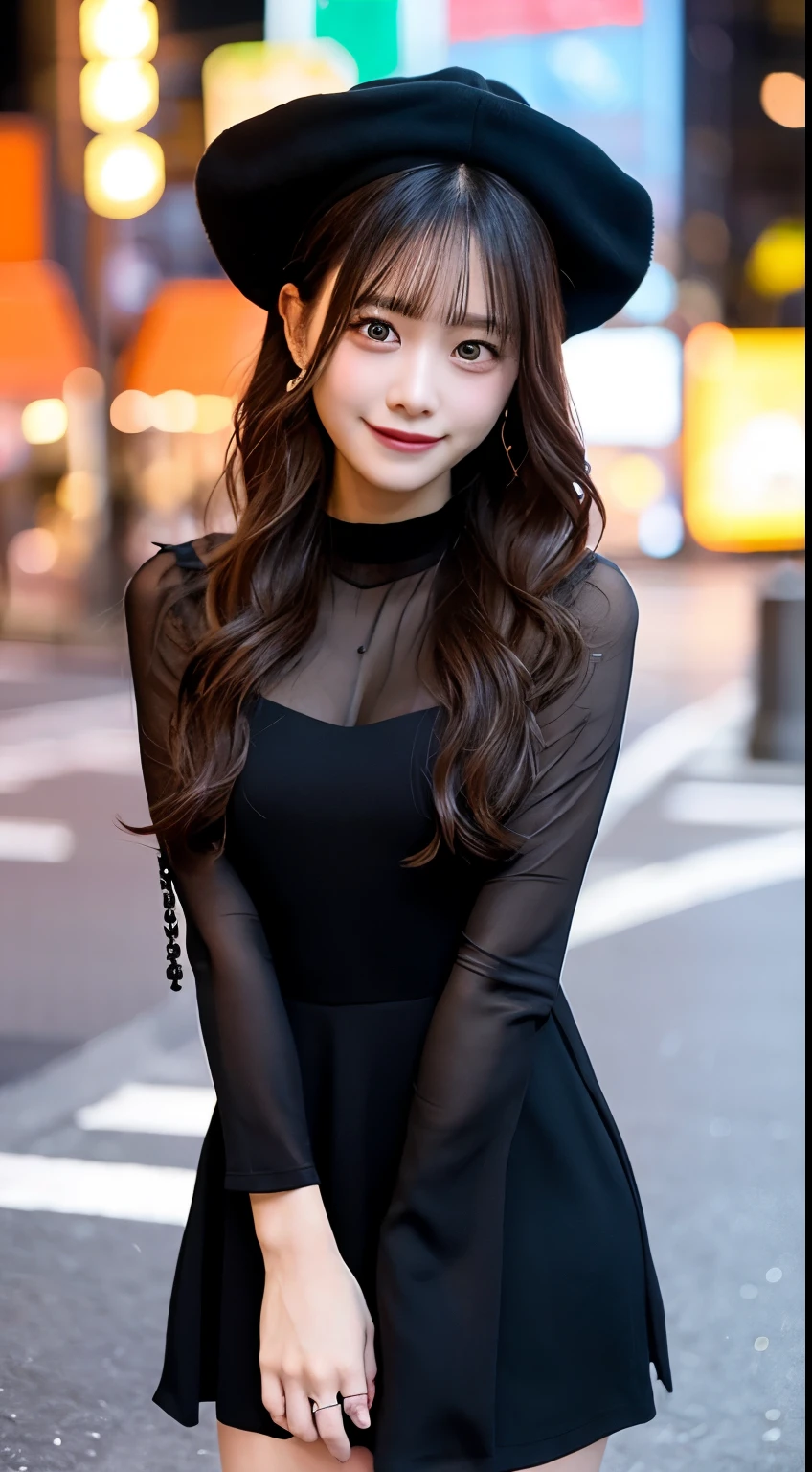 high quality, 最high quality, masterpiece, Very fine、beautifully、detailed, Professional photos, Proper Lighting,
Very beautiful girl, Beautiful Face, Face Tattoos,
Halloween Costumes, Black short dress, Black witch hat, Orange Accessories,
smile, Laughter, Blushed, (thin, Pale skin,:0.8)
Very straight medium hair with single blades,
(Bokeh, Dynamic Angle, city, on the road, Midnight, Shibuya Ward,:0.8)