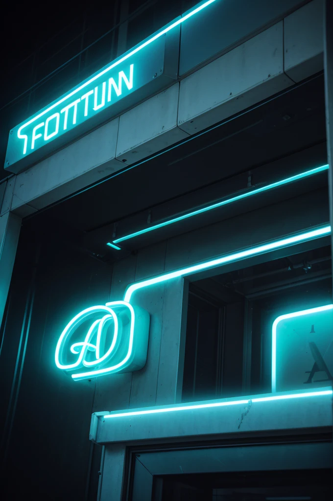 like with futuristic neon lights and the letter A in the middle