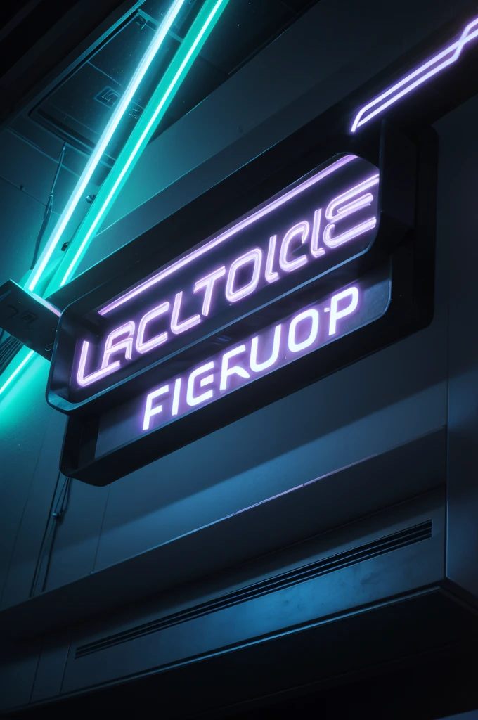 like with futuristic neon lights and the letter A in the middle