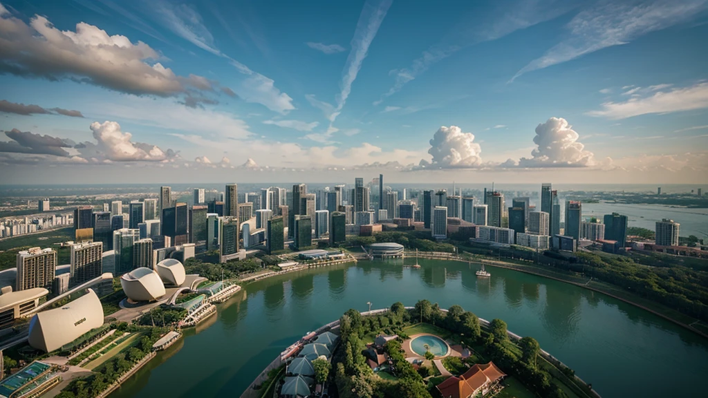 Beautiful natural scenery of Singapore viewed from above, Photorealistic photos. High definition,8K