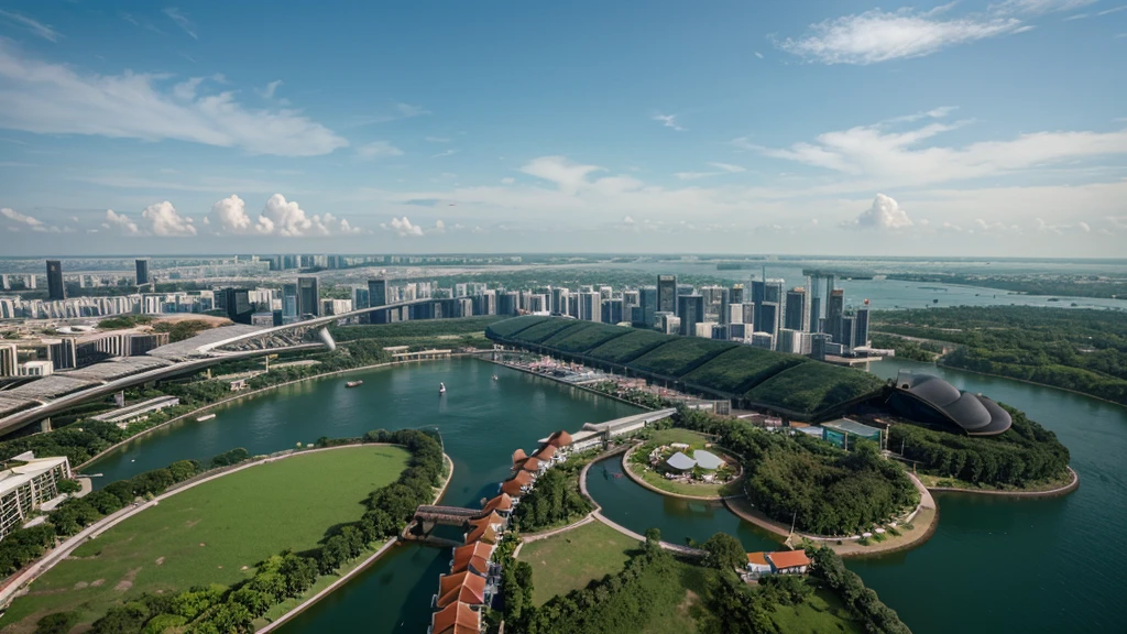 Beautiful natural scenery of Singapore viewed from above, Photorealistic photos. High definition,8K