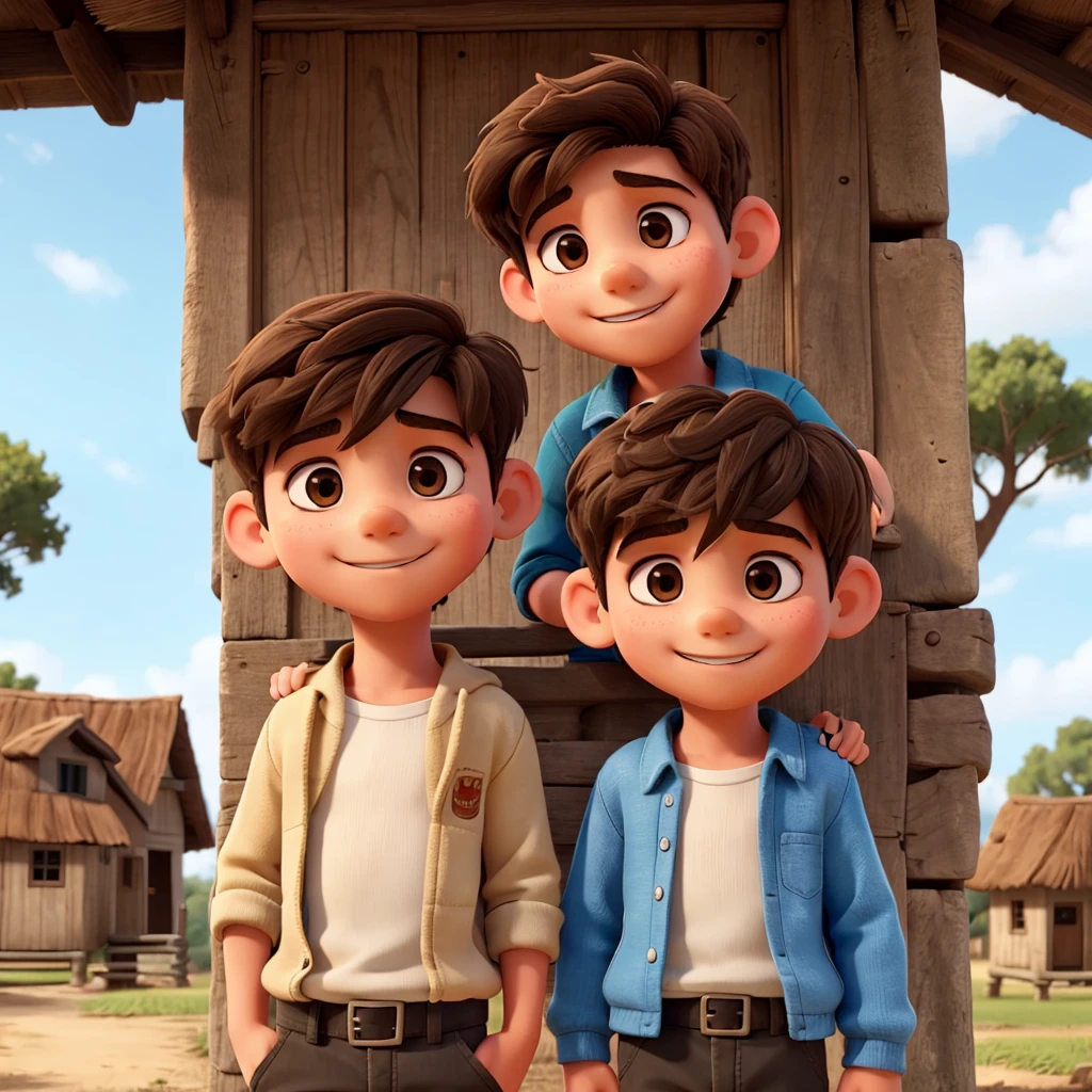 Two young boy friends in village