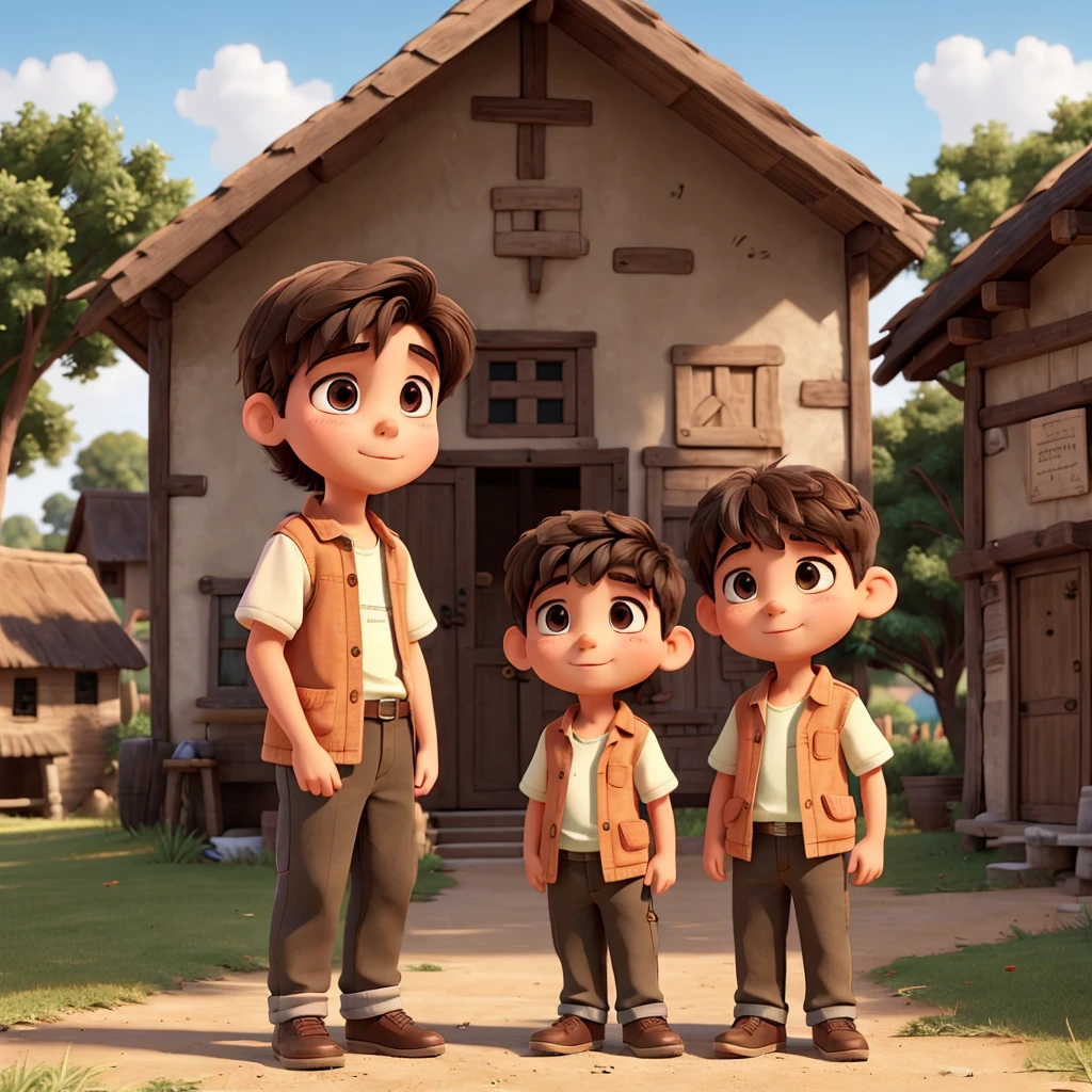 Two young boy friends in village