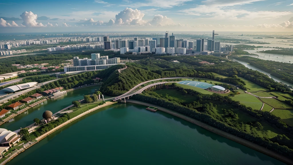 Beautiful natural scenery of Singapore viewed from above, Photorealistic photos. High definition,8K