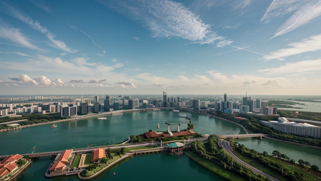 Beautiful natural scenery of Singapore viewed from above, Photorealistic photos. High definition,8K
