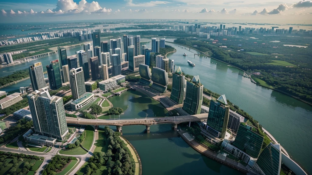 Beautiful natural scenery of Singapore viewed from above, Photorealistic photos. High definition,8K