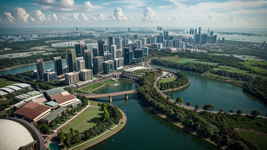 Beautiful natural scenery of Singapore viewed from above, Photorealistic photos. High definition,8K