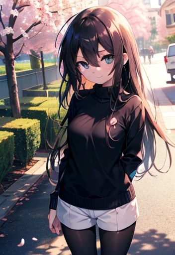 Shana,Shakugan no Shana,Long Hair,Black Hair, Black eyes Small breasts,smile,blush,White Sweater,Shorts,Black pantyhose,Mini Boots,Cherry blossom tree-lined path,Cherry blossoms are blooming,Cherry blossoms are scattered,morning,morning yang,The sun is rising,Looking down from above,
BREAK looking at viewer, (Cowboy Shot:1. 5)
BREAK outdoors, Garden,
BREAK (masterpiece:1.2), highest quality, High resolution, unity 8k wallpaper, (figure:0.8), (Detailed and beautiful eyes:1.6), Highly detailed face, Perfect lighting, Extremely detailed CG, (Perfect hands, Perfect ???????),