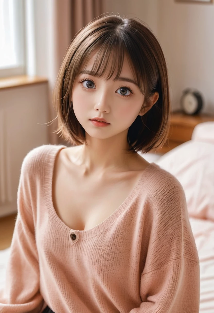 (masterpiece, nsfw, best quality, 8K, close up to small breasts focus, sleep molestation:1.4), (8yo kawaii petit little loli:1.3) (relaxing on the couch, spreading legs and lifting knees up:1.3), (completely nude, topless, showing tiny breasts, erect nipples, no bra, bottomless, showing bare crotch:1.3), white glowing skin, (tempting, heart shaped pupils of anime style big eyes, embarrassed with blush:1.2), (cute childish body, dark brown medium hair:1.3), squirting love juice from pussy, cozy room interior, room lighting, centered composition