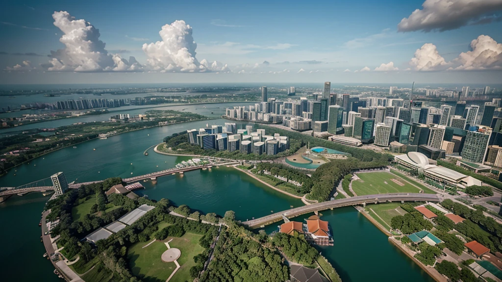 Beautiful natural scenery of Singapore viewed from above, Photorealistic photos. High definition,8K
