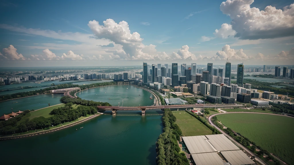 Beautiful natural scenery of Singapore viewed from above, Photorealistic photos. High definition,8K