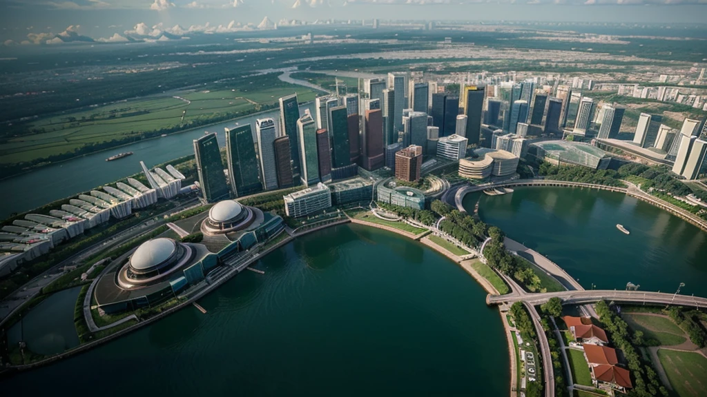 Beautiful natural scenery of Singapore viewed from above, Photorealistic photos. High definition,8K