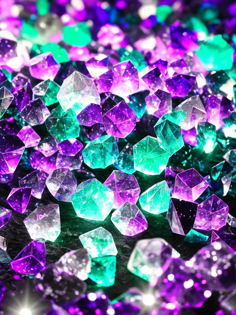 a close up of a crystal with a purple light in the background, glowing crystals, beautiful crystals, colorful crystals, crystals, crystalized, magical crystals, crystals enlight the scene, crystal material, glowing crystal on a rock, dimly glowing crystals, made of crystals, crystal color, iridescent crystals, colourful 3 d crystals, crystallized, neon rainbow quartz