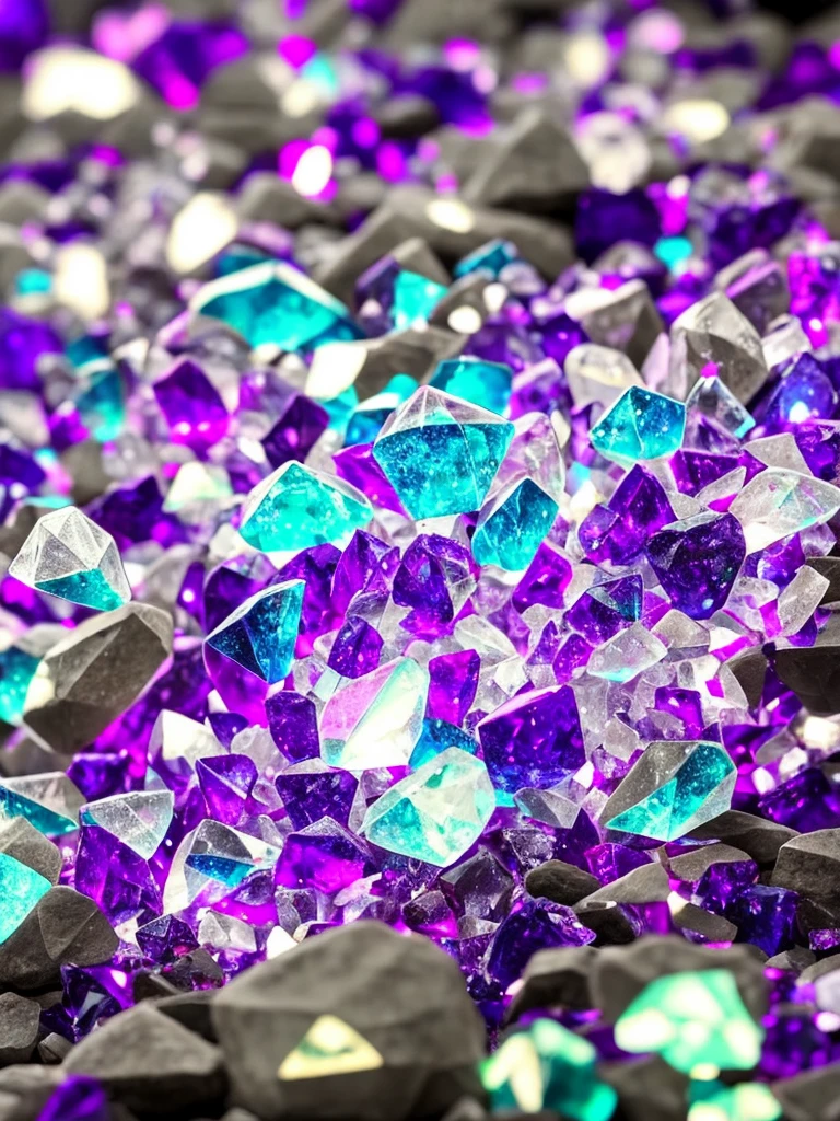 a close up of a crystal with a purple light in the background, glowing crystals, beautiful crystals, colorful crystals, crystals, crystalized, magical crystals, crystals enlight the scene, crystal material, glowing crystal on a rock, dimly glowing crystals, made of crystals, crystal color, iridescent crystals, colourful 3 d crystals, crystallized, neon rainbow quartz