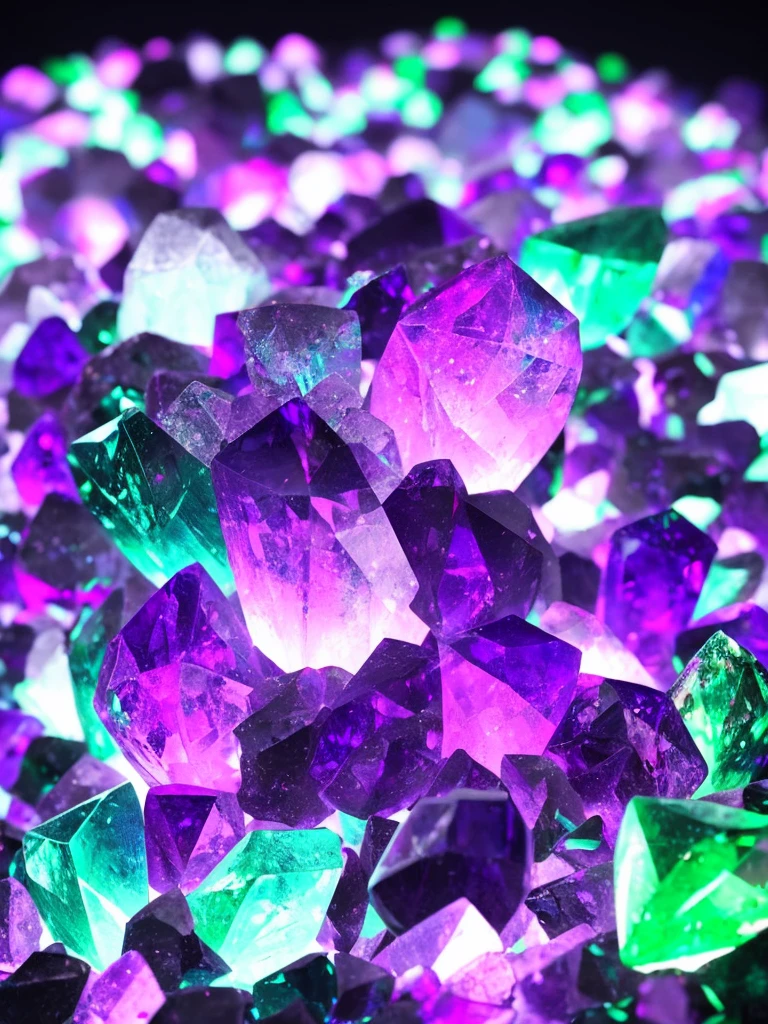 a close up of a crystal with a purple light in the background, glowing crystals, beautiful crystals, colorful crystals, crystals, crystalized, magical crystals, crystals enlight the scene, crystal material, glowing crystal on a rock, dimly glowing crystals, made of crystals, crystal color, iridescent crystals, colourful 3 d crystals, crystallized, neon rainbow quartz