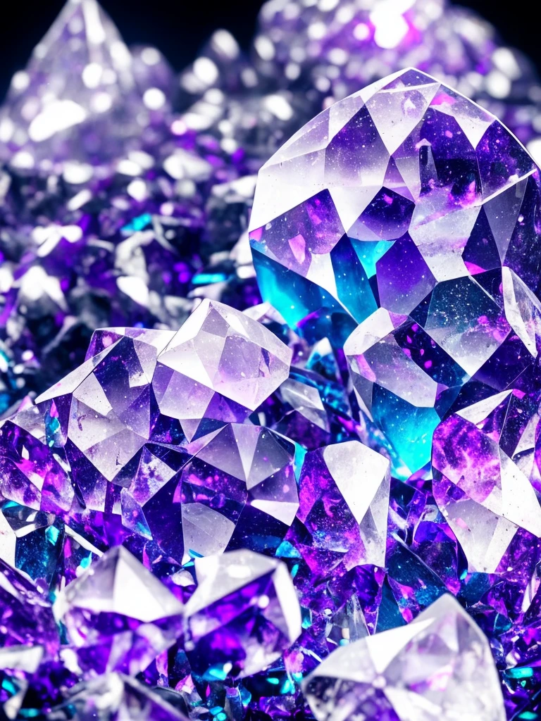 a close up of a crystal with a purple light in the background, glowing crystals, beautiful crystals, colorful crystals, crystals, crystalized, magical crystals, crystals enlight the scene, crystal material, glowing crystal on a rock, dimly glowing crystals, made of crystals, crystal color, iridescent crystals, colourful 3 d crystals, crystallized, neon rainbow quartz