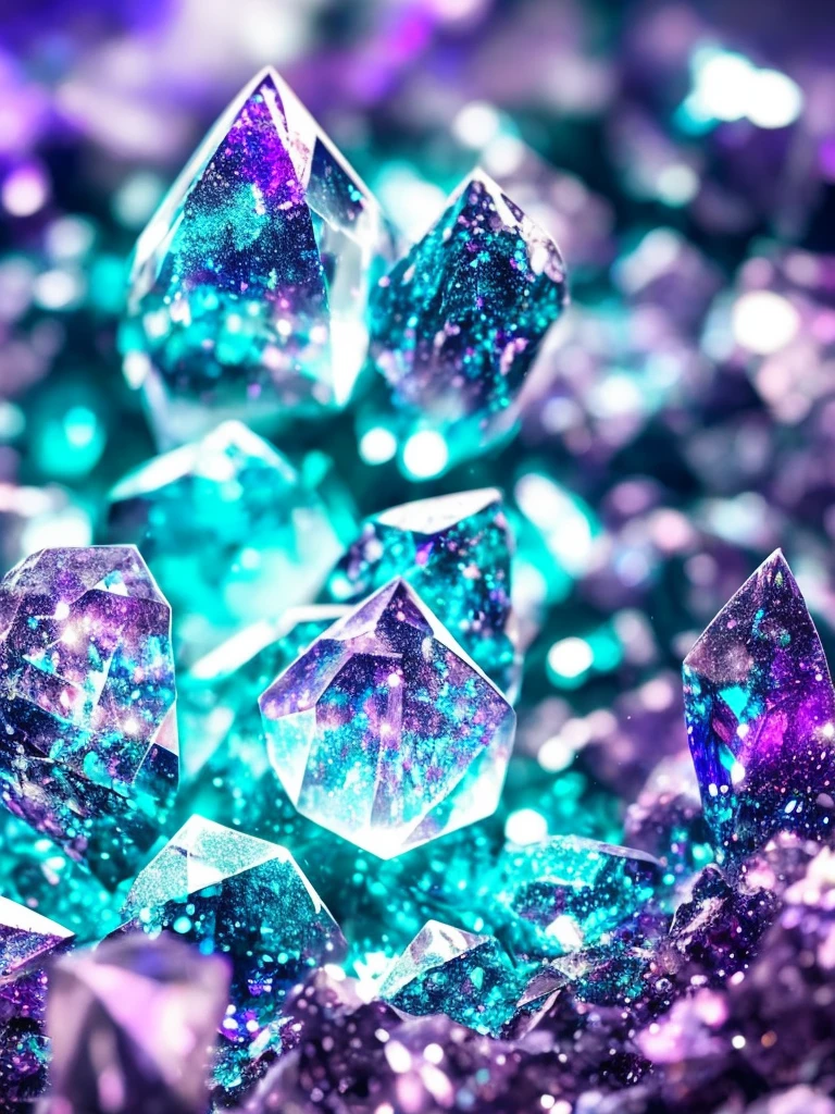 a close up of a crystal with a purple light in the background, glowing crystals, beautiful crystals, colorful crystals, crystals, crystalized, magical crystals, crystals enlight the scene, crystal material, glowing crystal on a rock, dimly glowing crystals, made of crystals, crystal color, iridescent crystals, colourful 3 d crystals, crystallized, neon rainbow quartz