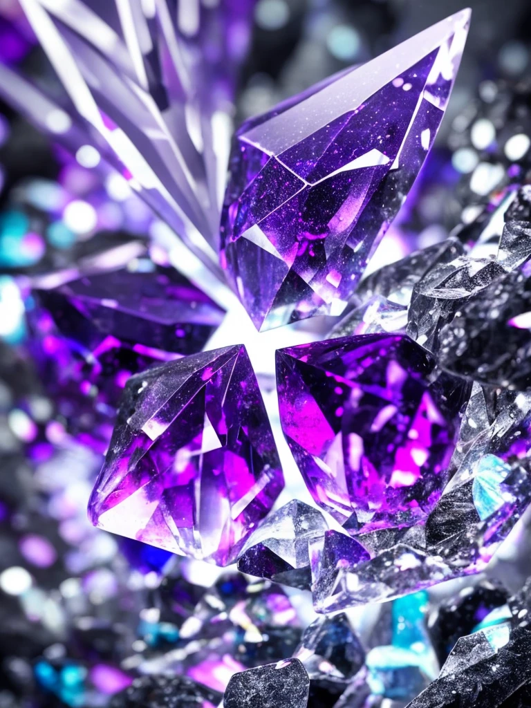 a close up of a crystal with a purple light in the background, glowing crystals, beautiful crystals, colorful crystals, crystals, crystalized, magical crystals, crystals enlight the scene, crystal material, glowing crystal on a rock, dimly glowing crystals, made of crystals, crystal color, iridescent crystals, colourful 3 d crystals, crystallized, neon rainbow quartz