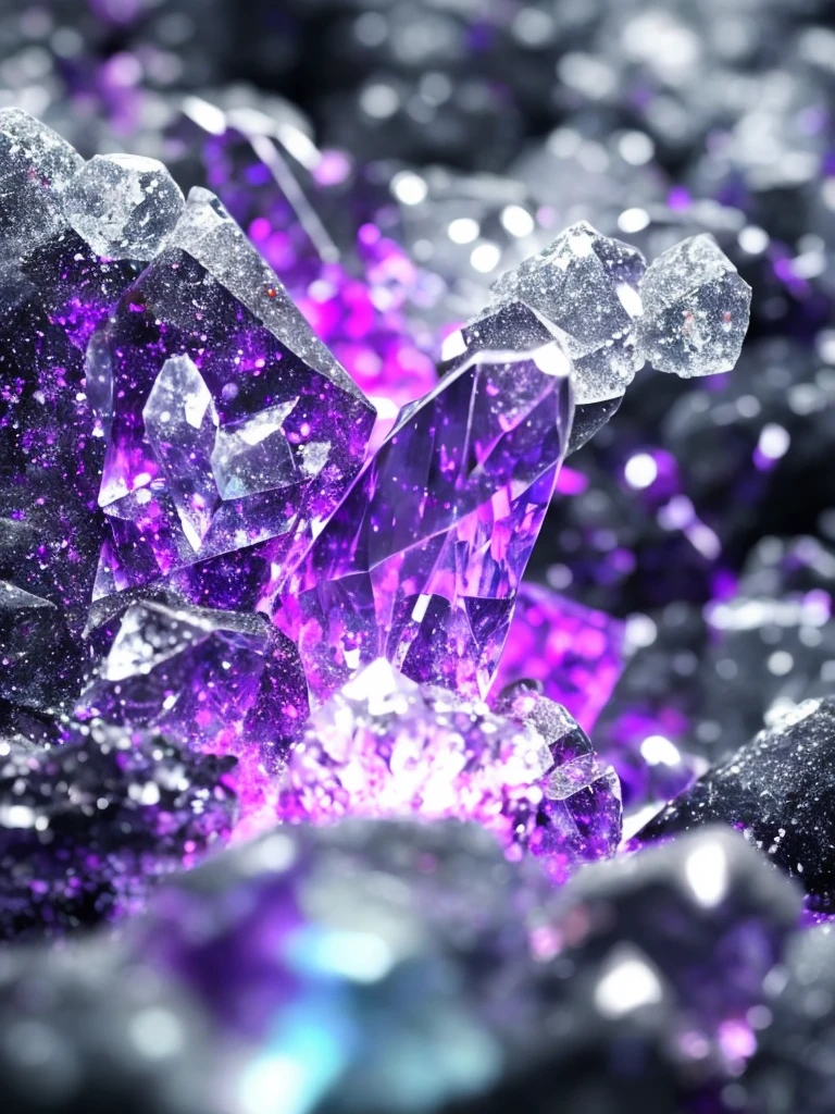 a close up of a crystal with a purple light in the background, glowing crystals, beautiful crystals, colorful crystals, crystals, crystalized, magical crystals, crystals enlight the scene, crystal material, glowing crystal on a rock, dimly glowing crystals, made of crystals, crystal color, iridescent crystals, colourful 3 d crystals, crystallized, neon rainbow quartz