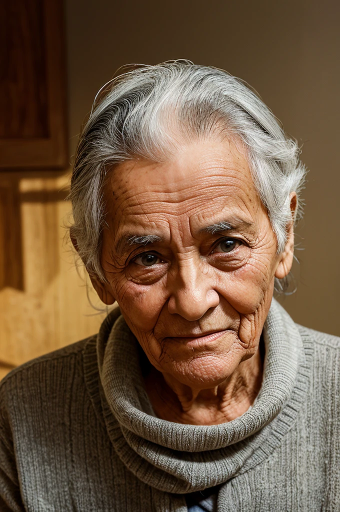 Create the image of an old age citizen getting rid of Illiteracy by accessing education