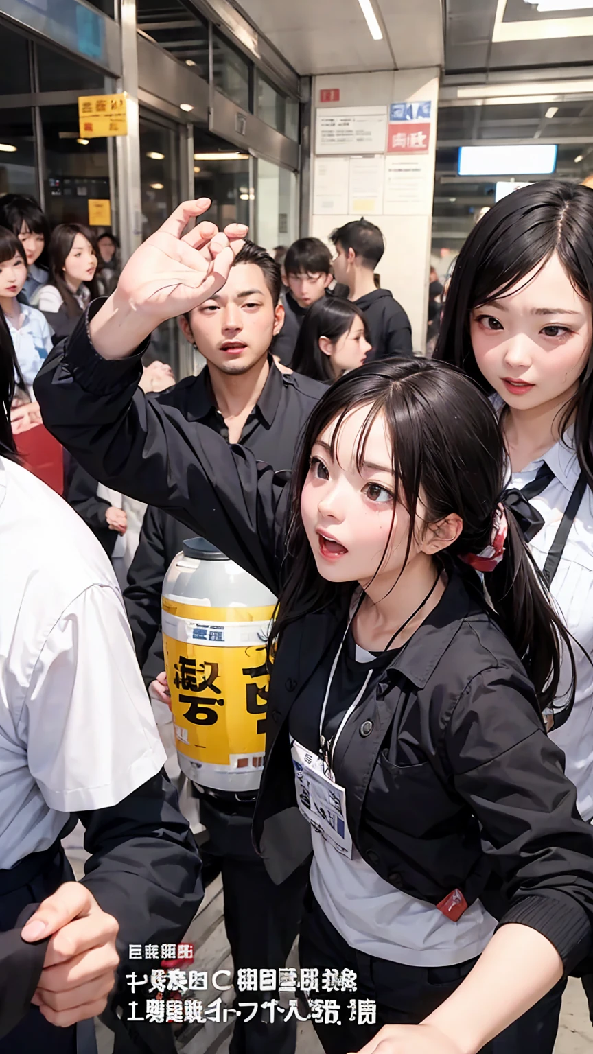 Highest quality、4K quality、Man to attack、Female hostess attacked、Man grabbing woman's breasts(1.9)、thin、Small face、16 years old、Men playing with women'between legs