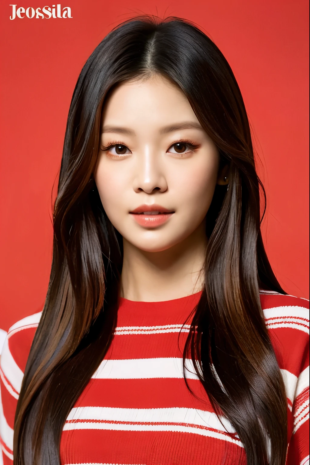 a close up of a woman in a red top and striped pants, portrait of jossi of blackpink, blackpink jennie, jaeyeon nam, taejune kim, jossi of blackpink, portrait jisoo blackpink, gongbi, portrait of female korean idol, park ji-min, heonhwa choe, roseanne park of blackpink, red velvet, jisoo of blackpink