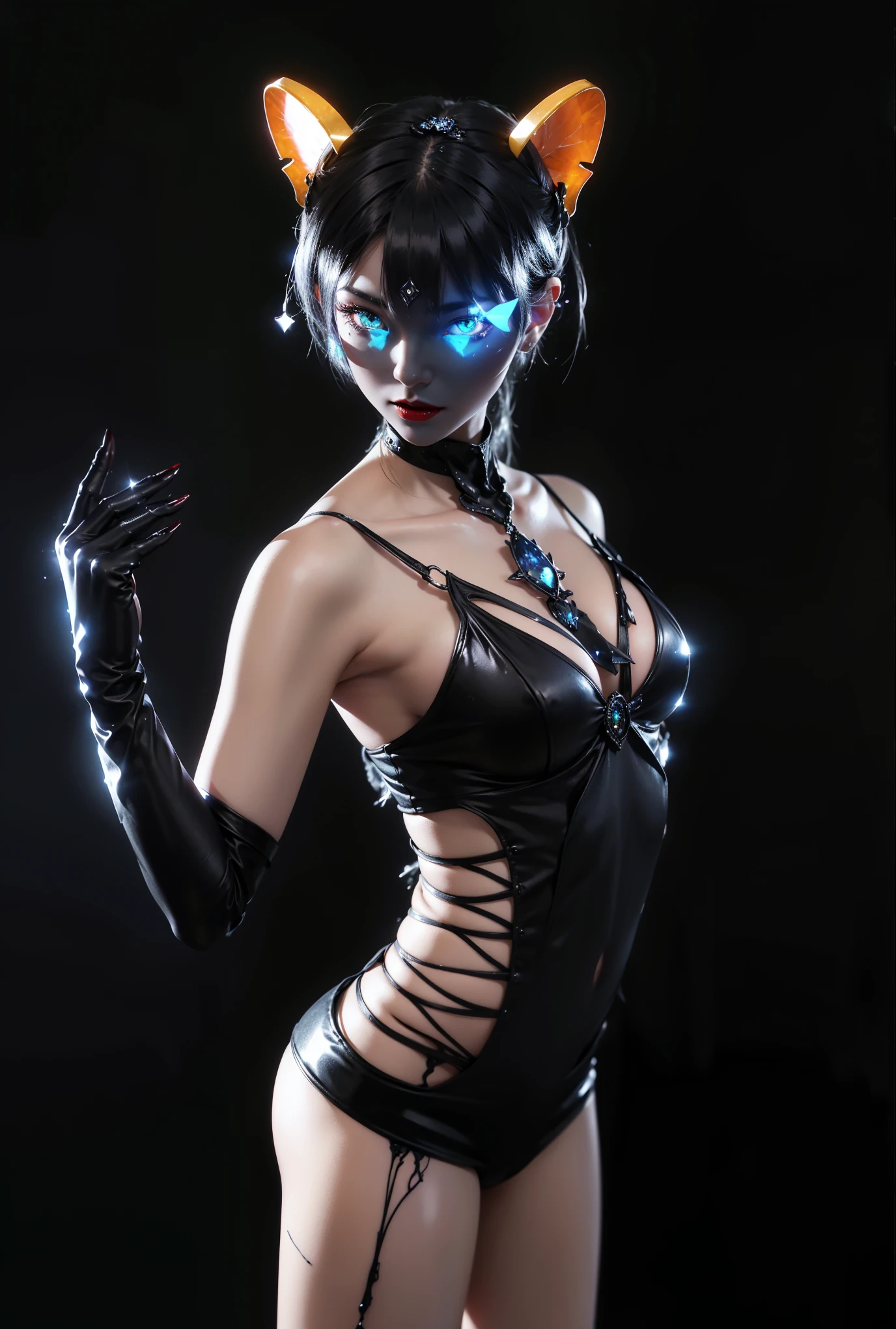 Game Art,Best image quality,Maximum resolution,8K,(A bust photo),(portrait),(Head close-up),(Rule of Thirds),Unreal Engine 5 rendering works,20 year old girl,((Queen)),The eyes are very detailed,(Large Breasts),Elegance and nobility,Light,Light线追踪,Game CG,((3D Unreal Engine)),OC rendering reflection mode,4K,Ultra-clear,Sensual,Translucent lace,Fair and plump figure,Pretty Face,Light泽凝胶涂层,身着华贵礼服的Queen,Crystal Gem Crown,Necklace jewelry,blue eyes,The tattoo is very three-dimensional,Gorgeous and intricate tattoo designs,Ultra-clear portrait,Sexy body,Temple Princess,Sapphire eyes,Fine gold and diamond jewellery,Luxurious jewelry,Wearing diamond gemstone jewelry,Gorgeous jewelry all over the body,Pearl Necklace,breasts symmetrical,Wearing a high-tech electronic mechanical helmet,Black gloves,Five fingers stretched out