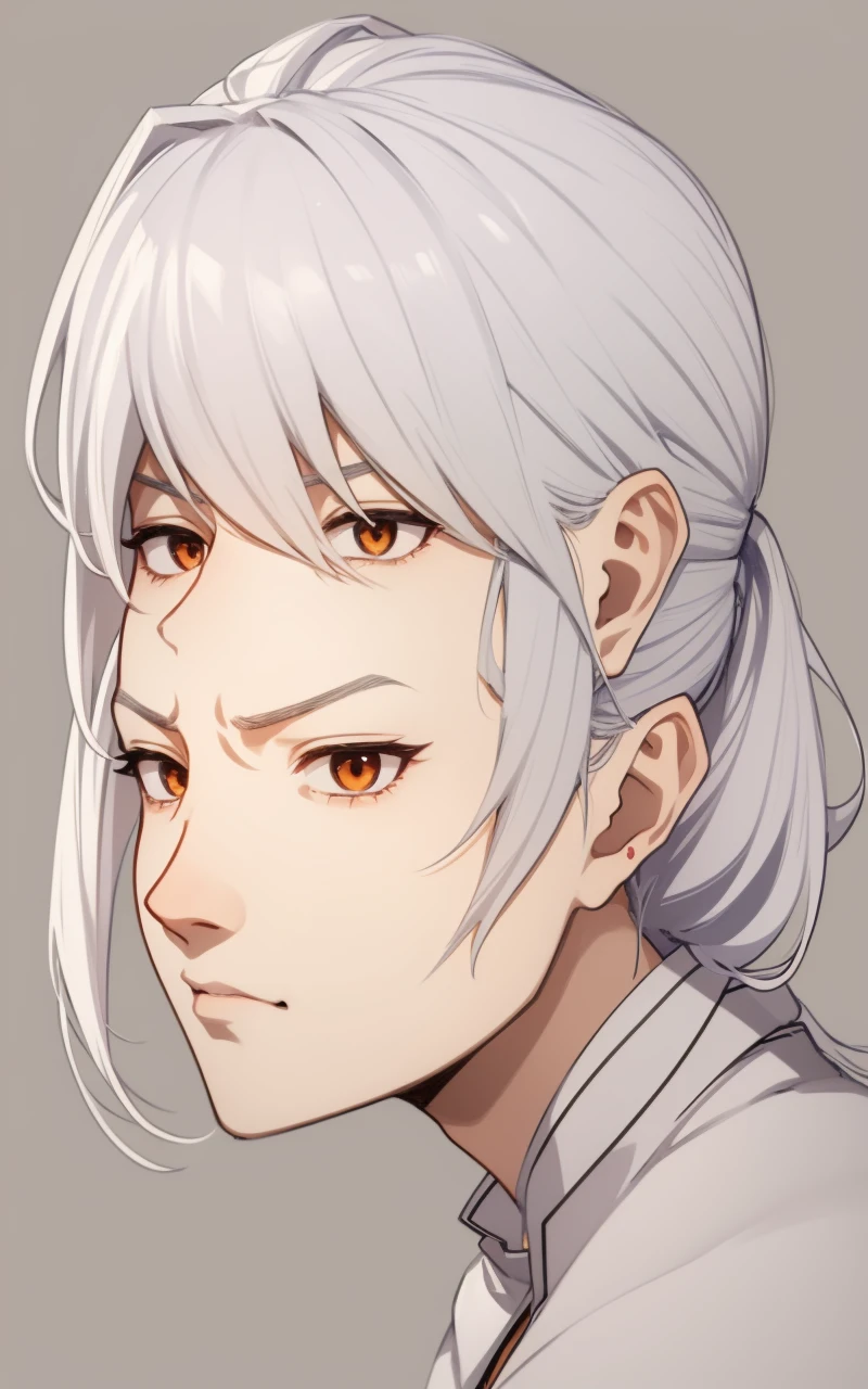 a close up of a person with a bunch of different hair styles, male anime style, xqc, character headshot concept art, kentaro miura art style, silver hair (ponytail), kentaro miura manga art style, anime handsome man, male character design, high quality character design, white ponytail hair, concept headshot art, anime character design, anime style character