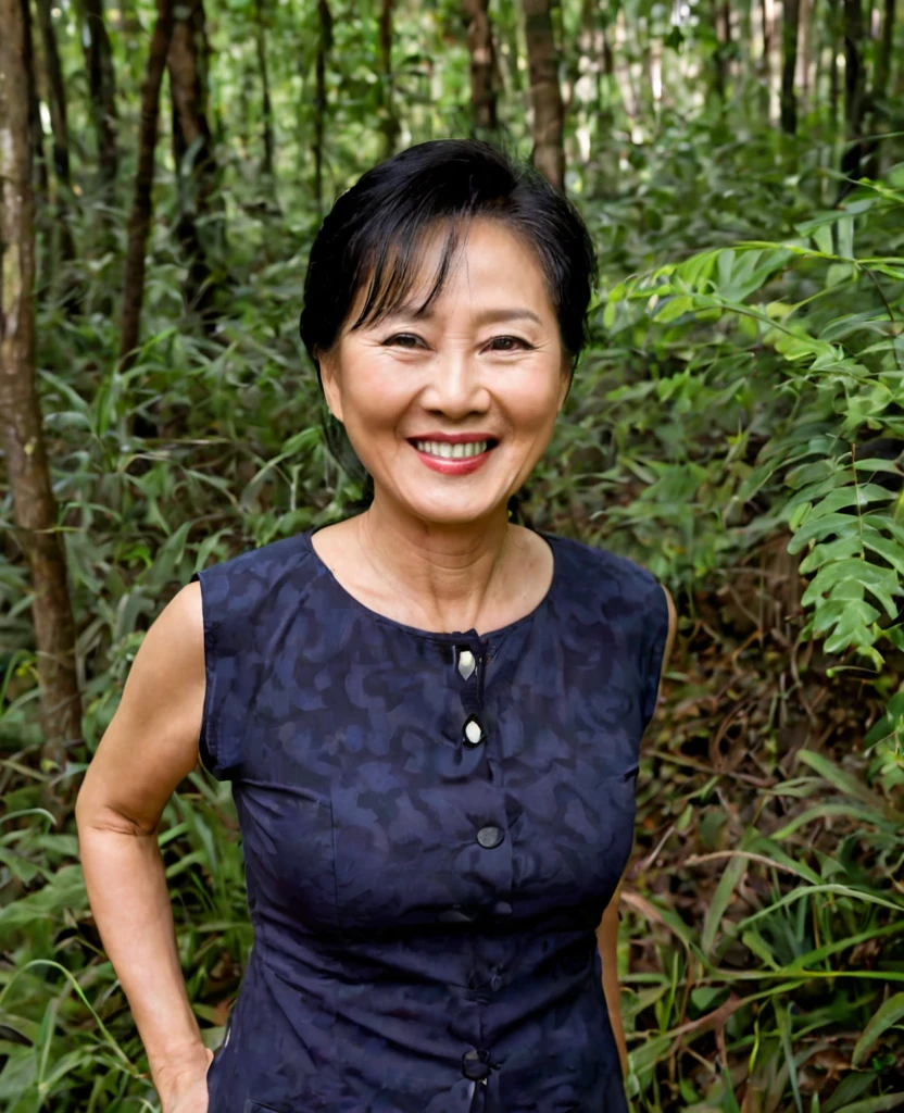 56 year old Chinese beautiful woman, hot in the forest ,Grinning