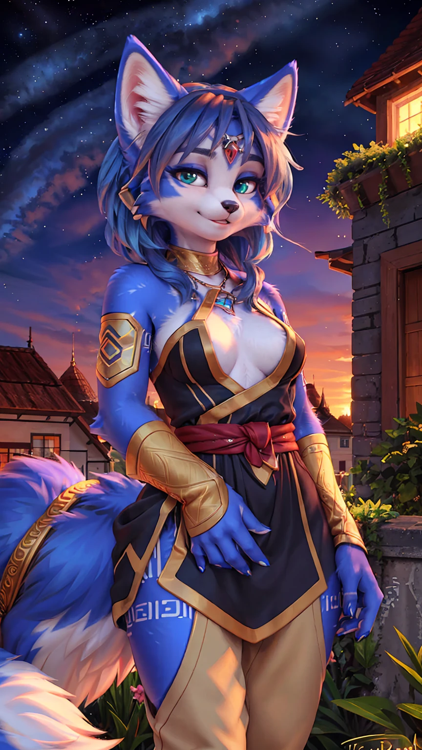 A beautiful and detailed (sweet picture) wa ((Krystal)), Star Fox Krystal, sslim, lovable, green eyes, medium breasts, (((Long blue hair 1.3))), Decollete, anthro, furry, Uploaded E621, detailed fluffy fur, (wa Fluff-Kevlar, Bayard Wu, Personalami, Pino Daeni), detailed face, (fluffy), 1 girl, alone, sweet girl, ((liegt auf einer Wiese:1.3)), schaut den betrachter an, betrachter ist über dem ihr, ((((ihr ganzer Körper ist zu sehen:1.3)))), stammes Kleidung