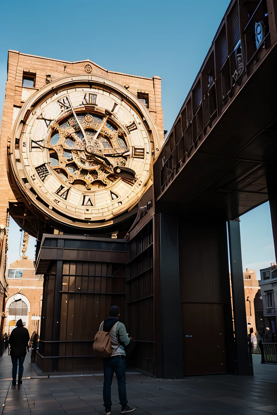 create an image of a giant clock and a person looking at it and have text that says coming soon
