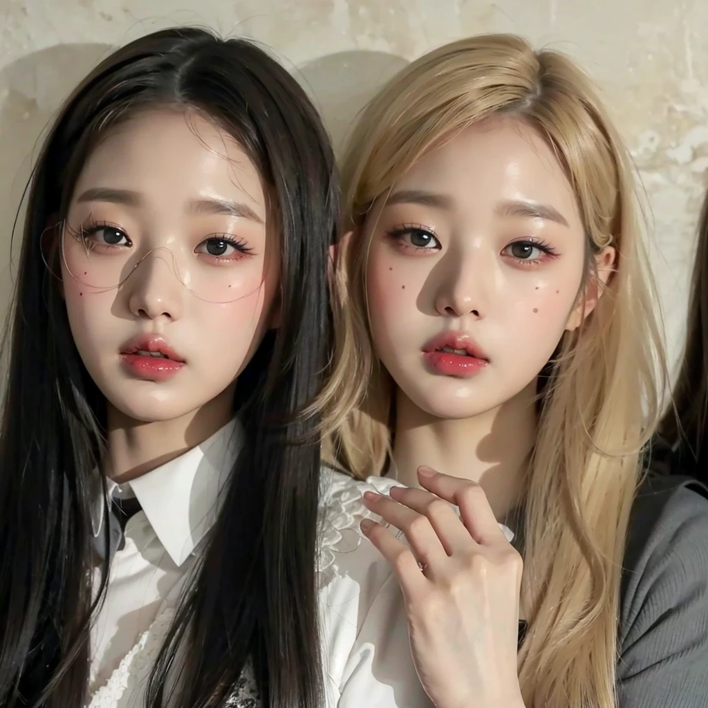 Wonyoung from IVE face, foto realista, ultra HD, 8k, big juicy lips 