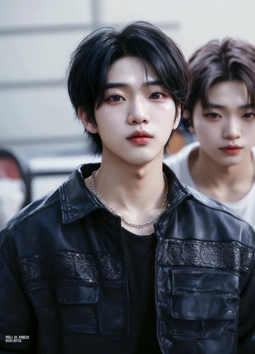Arafed Asian man, wicked ulzzang, adorable face, attractive face, pale korean, inspired by Kim Jiwoong, Lee Taeyong , Shim Jake