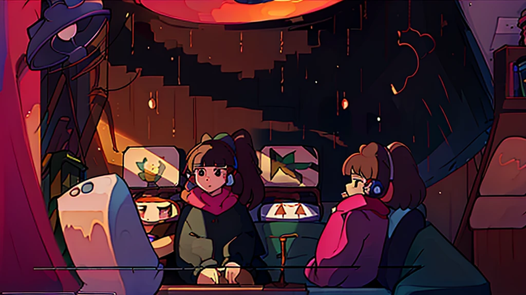 Girls are traders, pink theme, style anime, computers, living room, in the computers screen is chart stock night light , (very detailed:1.2), (warm light:1.2), masterpiece, surreal,32k, Very detailedCG Unity 8K Wallpaper, highest quality (masterpiece,highest quality:1.5)
