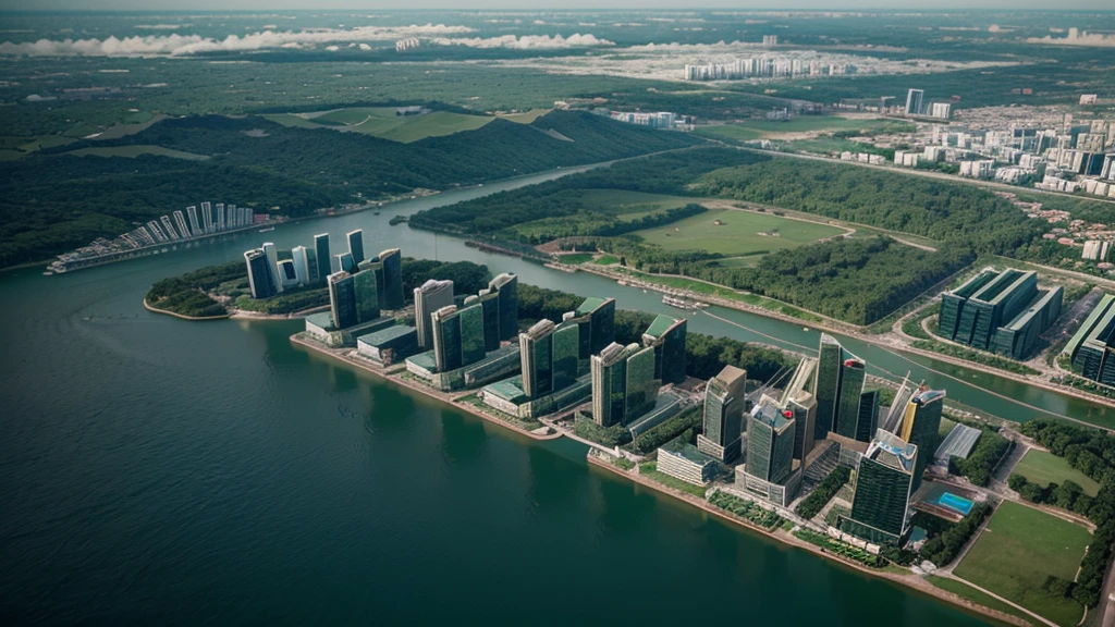 Beautiful natural scenery of Singapore viewed from above, Photorealistic photos. High definition,8K