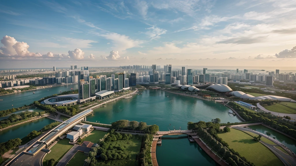 Beautiful natural scenery of Singapore viewed from above, Photorealistic photos. High definition,8K