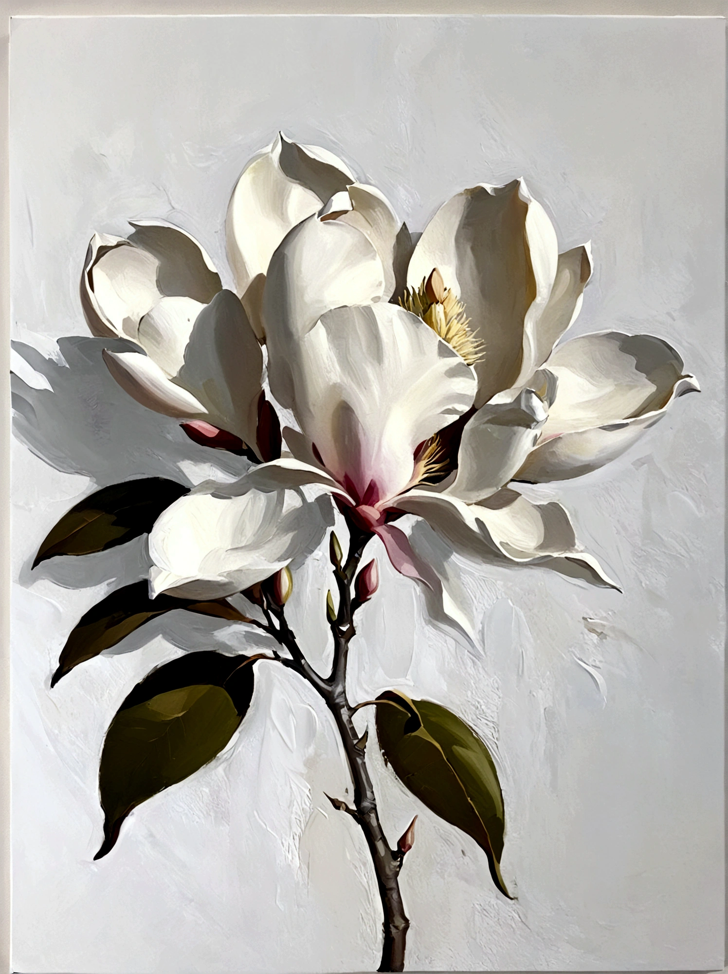 Magnolia,color,Perfect proportion,vanilla,bright,White background,real,emotion,Thick textured paint,