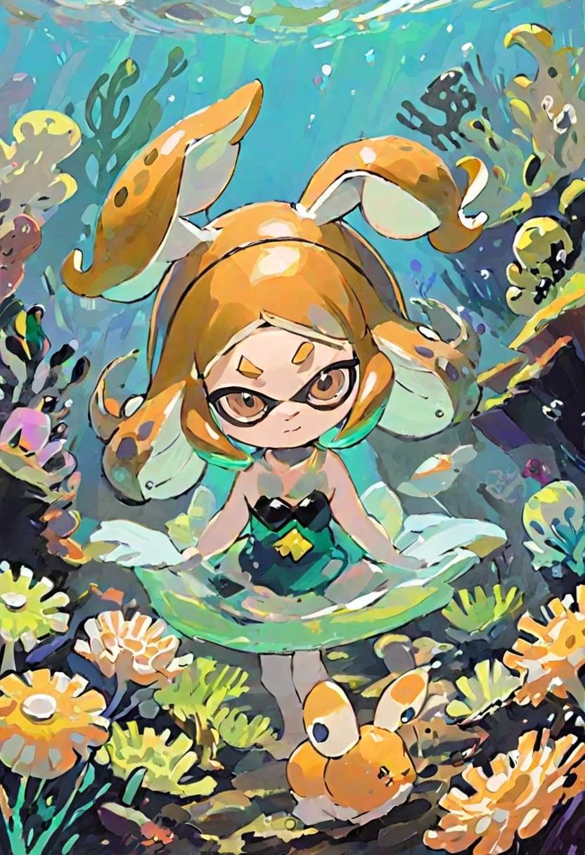 Splatoon sea slug girl with brown bunny ears