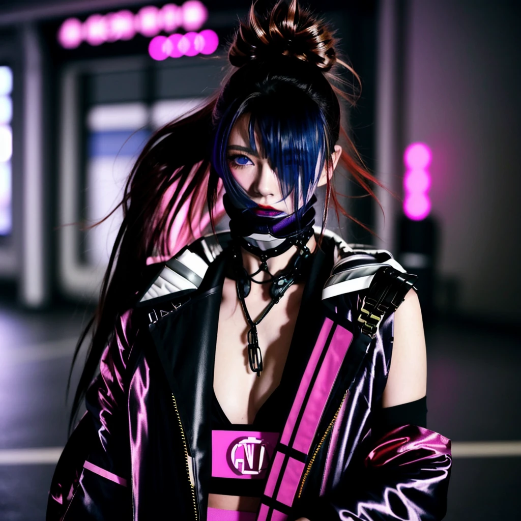 フェイスペイントをしたサイボーグのBeauty, whole body, cyber punk, Fashion Model, Beauty, Francis Bacon's painting style