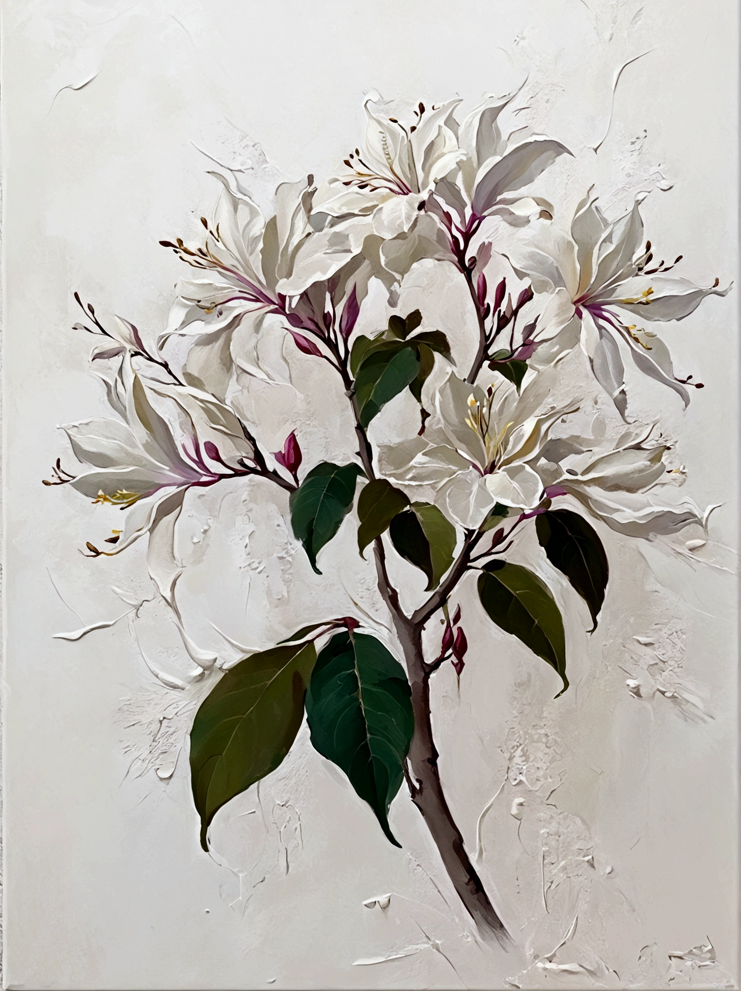 Bauhinia,color,Perfect proportion,vanilla,bright,White background,real,emotion,Thick textured paint,