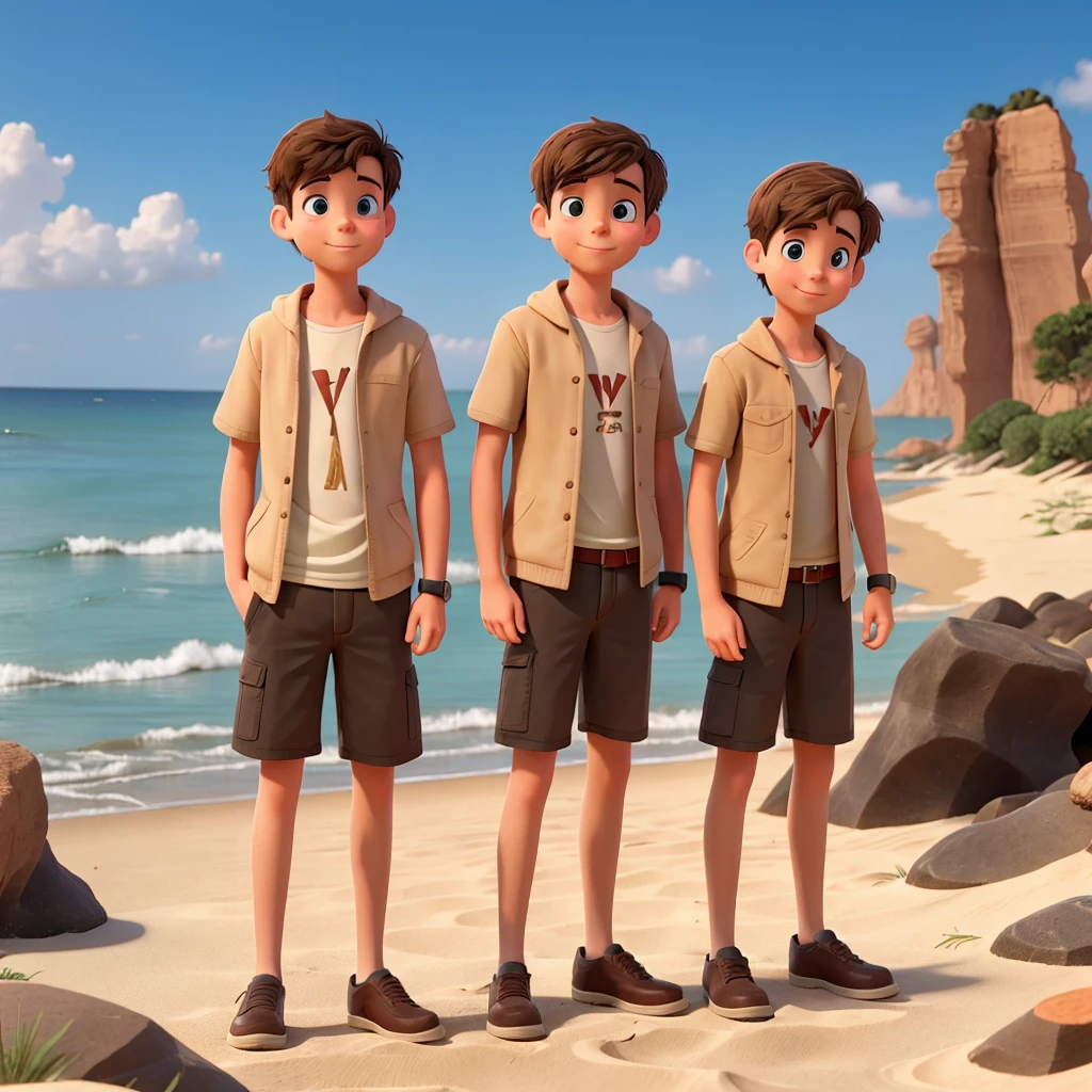 Two adult boy friends go to a sandy place
