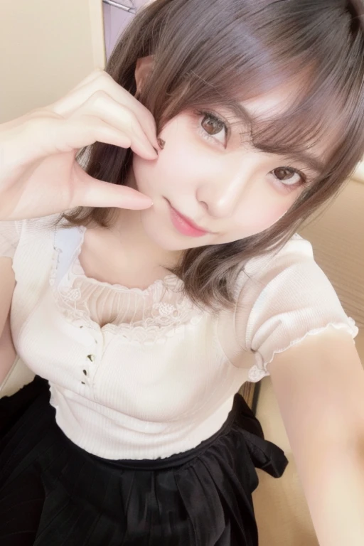 there is a woman that is posing for a picture in a room, shikamimi, girl cute-fine-face, Yoshitomo Nara, Chiho, reluvy5213, shiori teshirogi, sakimichan, clear cute face, sakimi chan, with cute - fine - face