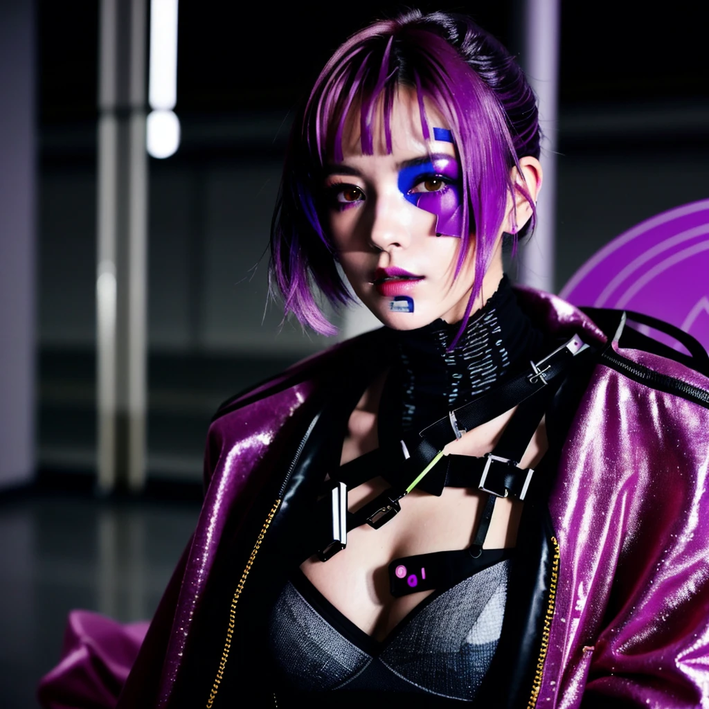 フェイスペイントをしたサイボーグのBeauty, whole body, cyber punk, Fashion Model, Beauty, Francis Bacon's painting style