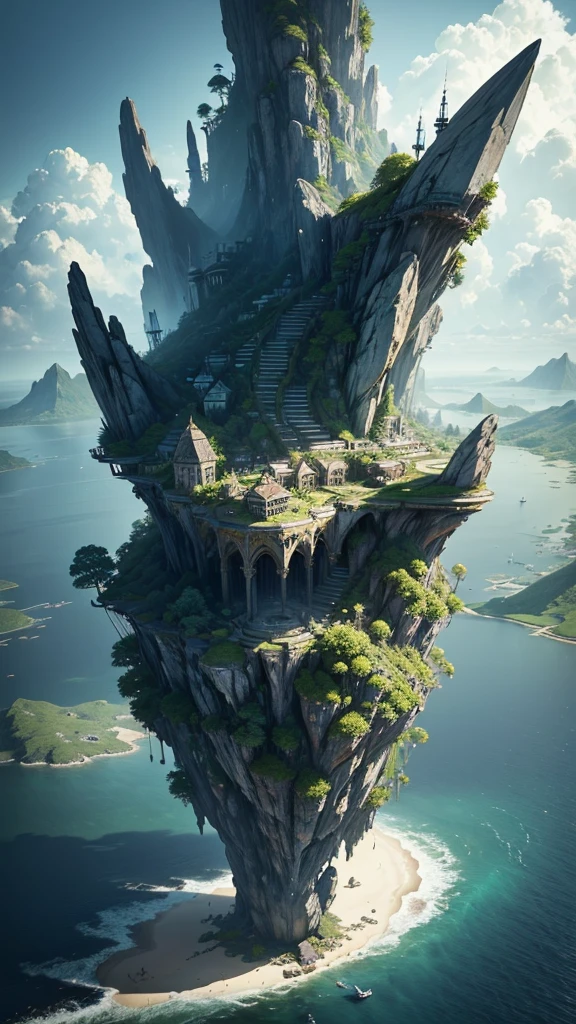 Many islands are suspended in the air with many small aircraft flying around., cities, Fancy, magic plants growing, Extreme details, realistic light, epic composition, (complex details), (complex design, Ultra-details :1.2), art station, (Masterpiece, Best Quality), ultra high definition, 32k --v 6