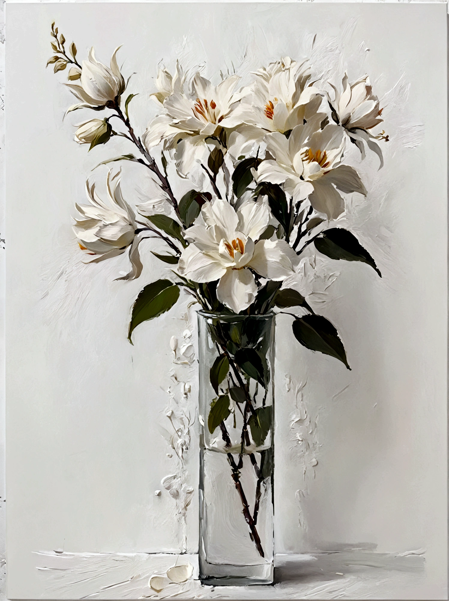 Flowers,color,Perfect proportion,vanilla,bright,White background,real,emotion,Thick textured paint,